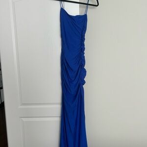 Elegant Blue Ruched Dress